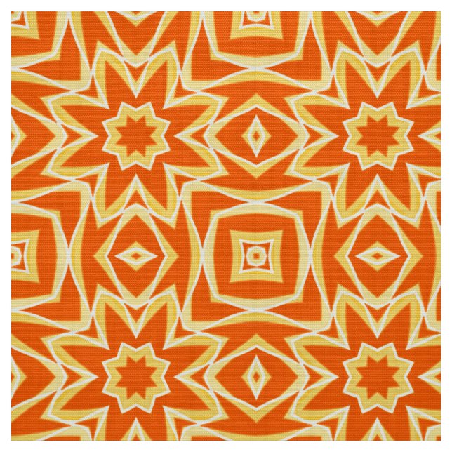 Abstrakt Star Geometric - Orange und Gold Stoff (Muster)