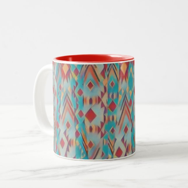 Abstrakt Südwest Boho Zweifarbige Tasse (Vorderseite Links)