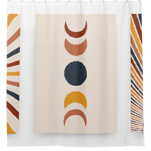 Abstrakt Sun Moon Boho Posters Duschvorhang (Vorderseite)