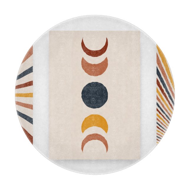 Abstrakt Sun Moon Boho Posters Schneidebrett (Vorderseite)