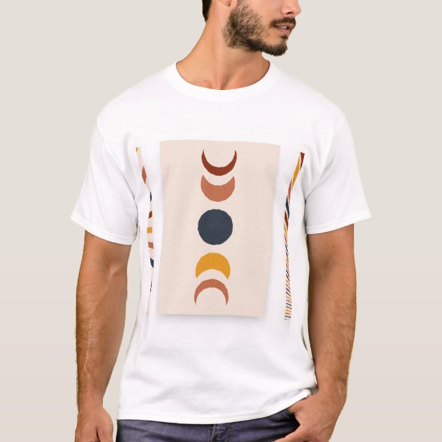 Abstrakt Sun Moon Boho Posters T-Shirt (Vorderseite)