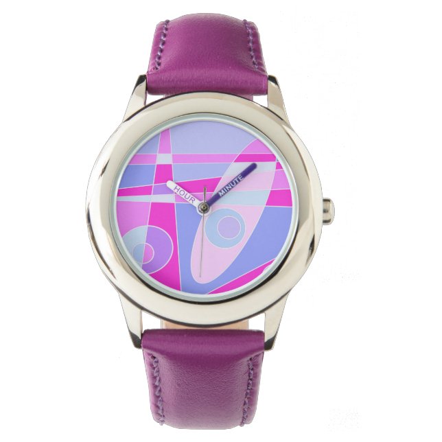 Abstrakt Surfen Heiß rosa Lila Armbanduhr (Vorderseite)