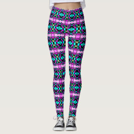 Abstrakt Surfen Türkis Hot Pink Yellow Black 2 Leggings