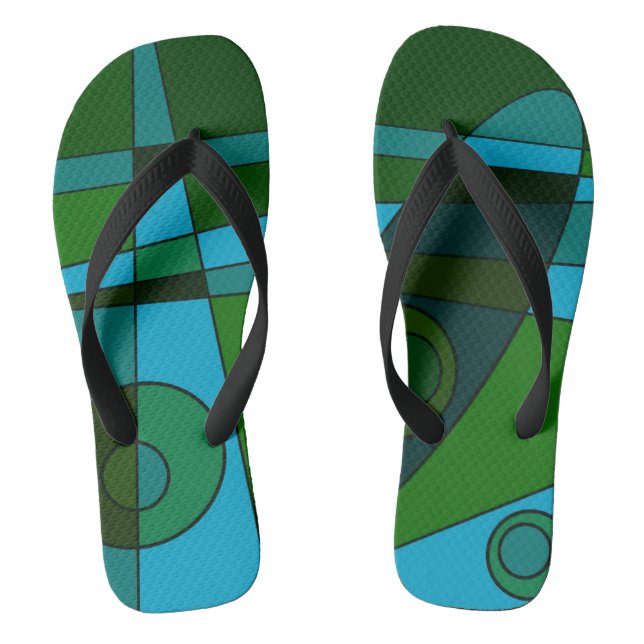 Abstrakt Surfen Türkisgrün Flip Flops (Fußbett)