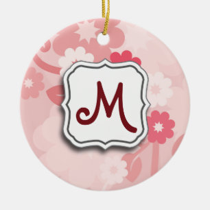 Abstrakt Swirbelfarbenes Rosa mit Monogramm Keramik Ornament