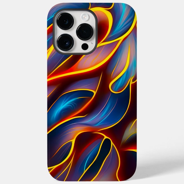 Abstrakt Swirl Blue Red Flames Case-Mate iPhone 14 Pro Max Hülle (Rückseite)
