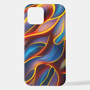 Abstrakt Swirl Blue Red Flames iPhone 12 Hülle