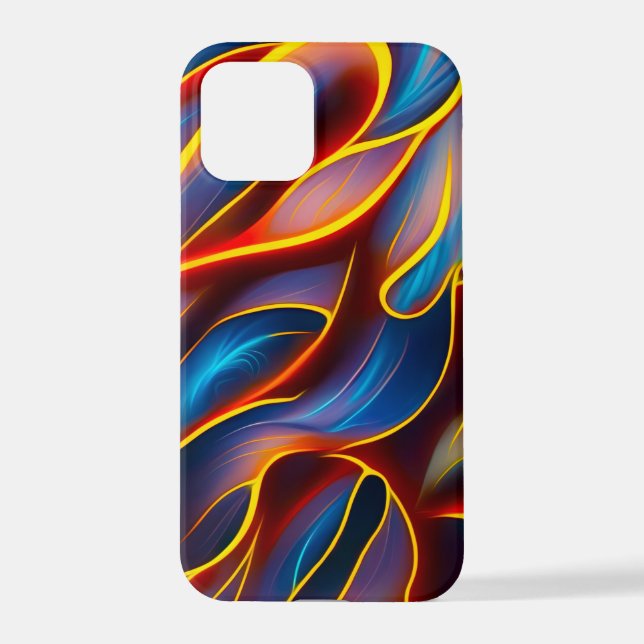 Abstrakt Swirl Blue Red Flames iPhone 12 Pro Hülle (Rückseite)