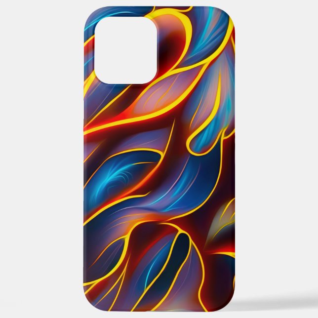 Abstrakt Swirl Blue Red Flames iPhone 12 Pro Max Hülle (Rückseite)