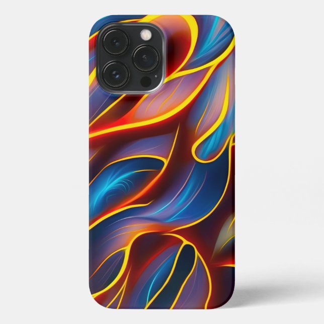Abstrakt Swirl Blue Red Flames iPhone 13 Pro Max Hülle (Rückseite)
