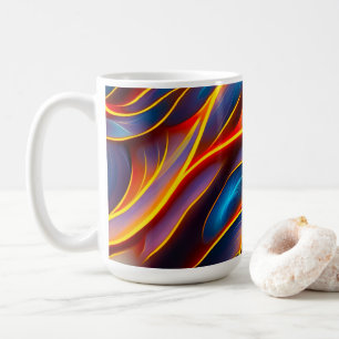 Abstrakt Swirl Blue Red Flames Kaffeetasse