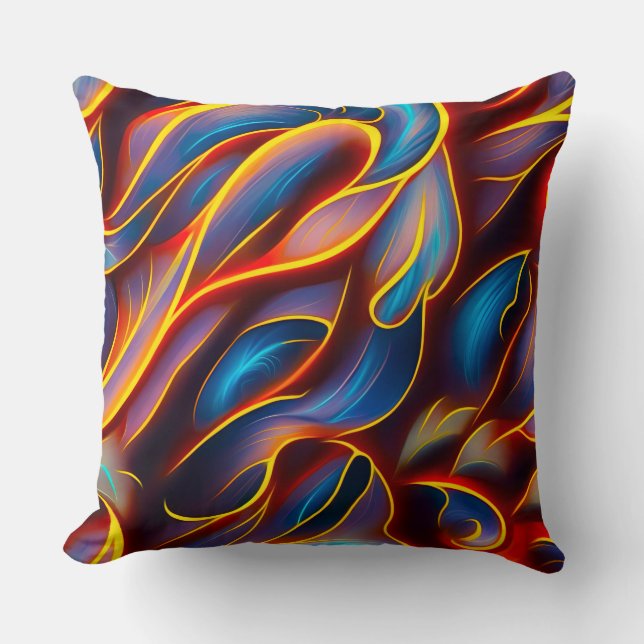 Abstrakt Swirl Blue Red Flames Kissen (Vorderseite)