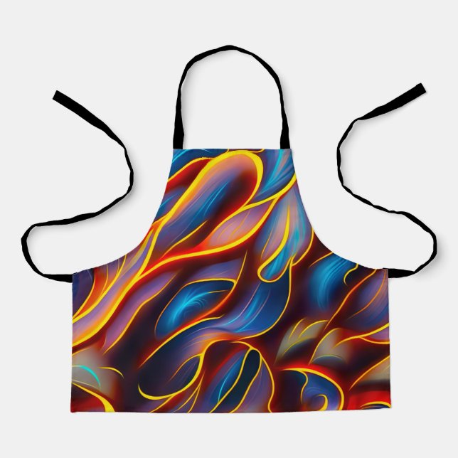 Abstrakt Swirl Blue Red Flames Schürze (Vorderseite)