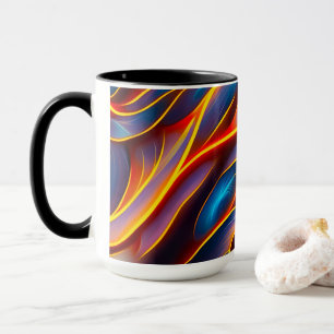 Abstrakt Swirl Blue Red Flames Tasse
