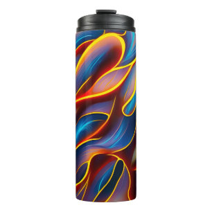 Abstrakt Swirl Blue Red Flames Thermosbecher