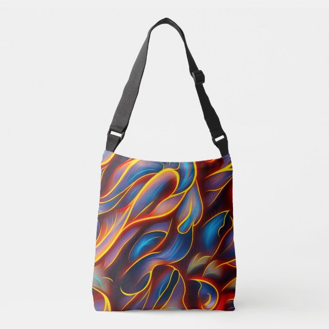 Abstrakt Swirl Blue Red Flames Tragetaschen Mit Langen Trägern (Vorderseite)