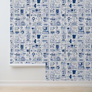 Abstrakt Tech Blueprint Doodle Muster Tapete