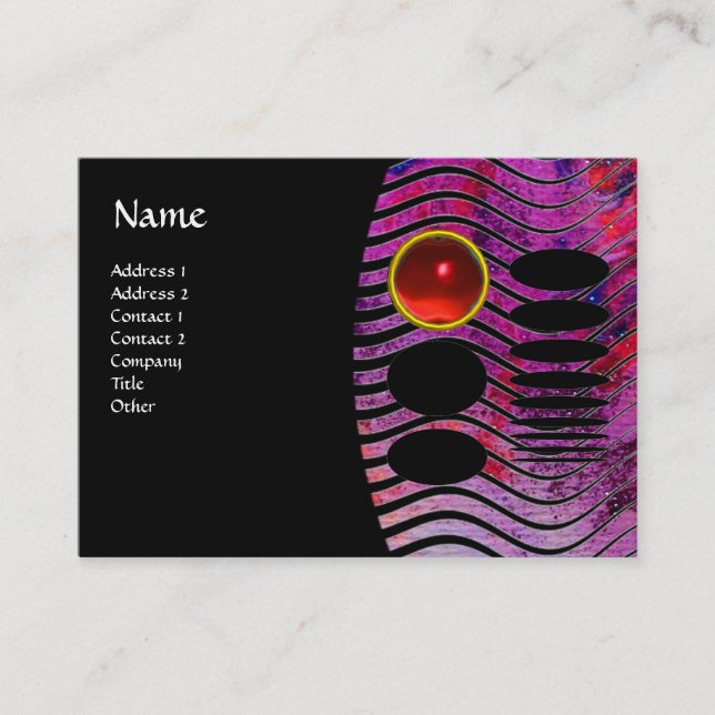ABSTRAKT TECHNO MONOGRAM Red ruby Visitenkarte (Vorderseite)