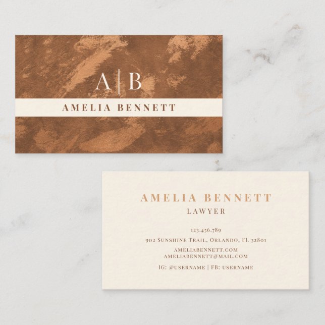 Abstrakt Terracotta Burnt Orange Business Card Visitenkarte (Vorne/Hinten)