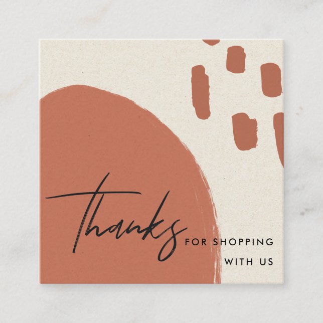 ABSTRAKT TERRACOTTA RED KRAFT SCANDI DANKE QUADRATISCHE VISITENKARTE (Vorderseite)