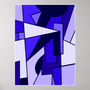 Abstrakt Three Blue Multishape-Kunst Poster