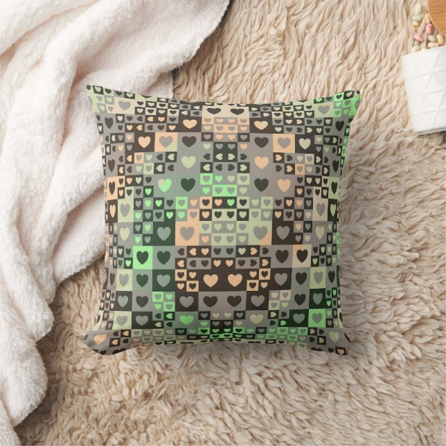 Abstrakt Tiles Hearts 2023 Throw Kissen (Decke)