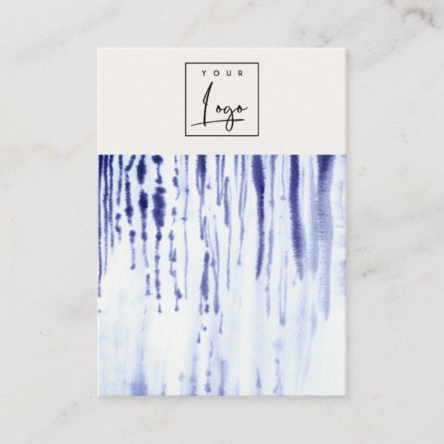 Abstrakt-Tintenblau-Linien-Logo-Blank-Juwelierhalt Visitenkarte (Vorderseite)