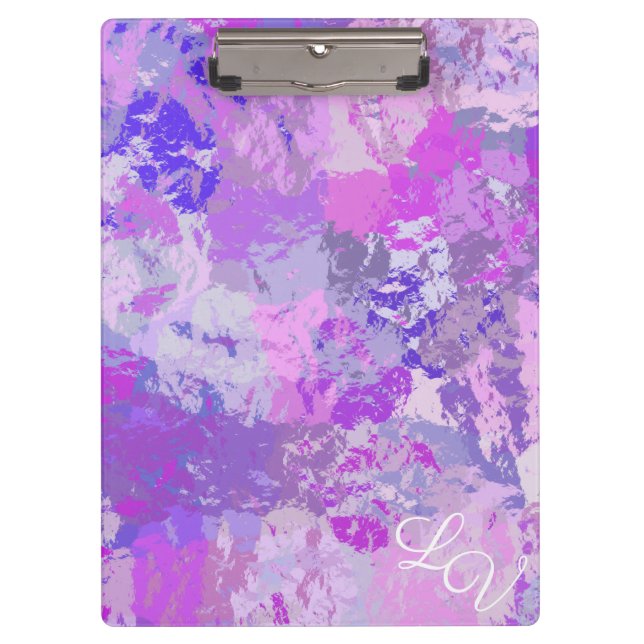 Abstrakt Trendy Camouflage Rosa Lila Blau Klemmbrett (Vorderseite)
