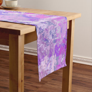Abstrakt Trendy Camouflage Rosa Lila Blau Kurzer Tischläufer