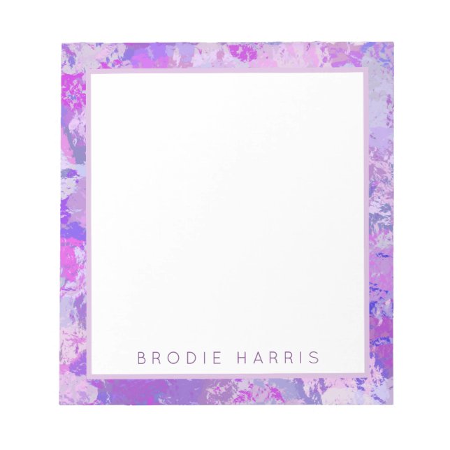 Abstrakt Trendy Camouflage Rosa Lila Blau Notizblock (Vorderseite)