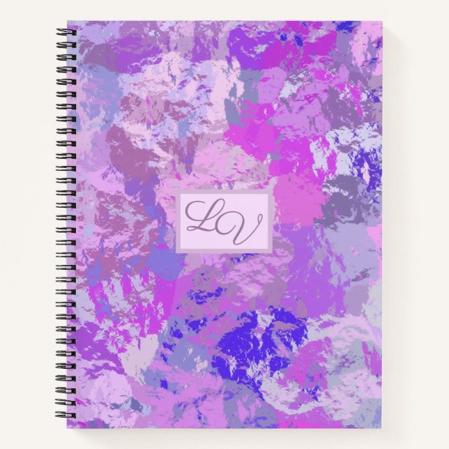 Abstrakt Trendy Camouflage Rosa Lila Blau Notizbuch (Vorderseite)