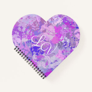 Abstrakt Trendy Camouflage Rosa Lila blaues Herz Notizbuch