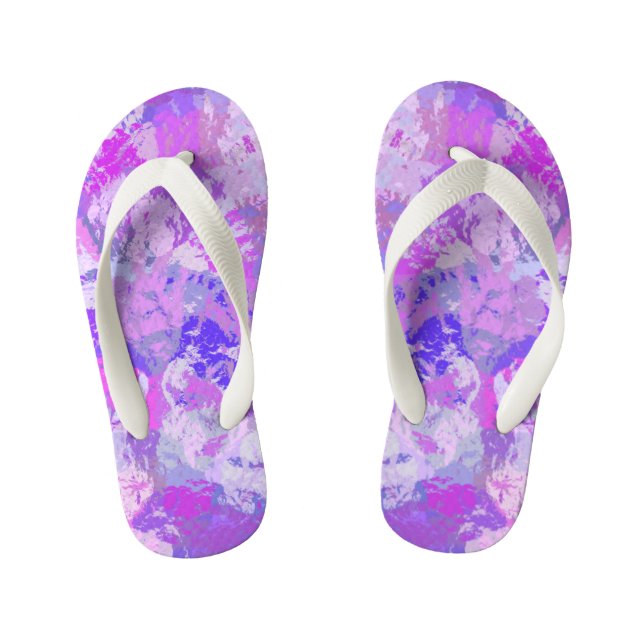 Abstrakt Trendy Camouflage Rosa Lila Kinderbadesandalen (Fußbett)