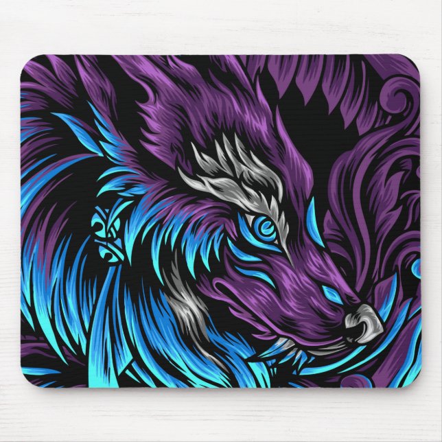 Abstrakt Tribal Wolf Mousepad (Vorne)
