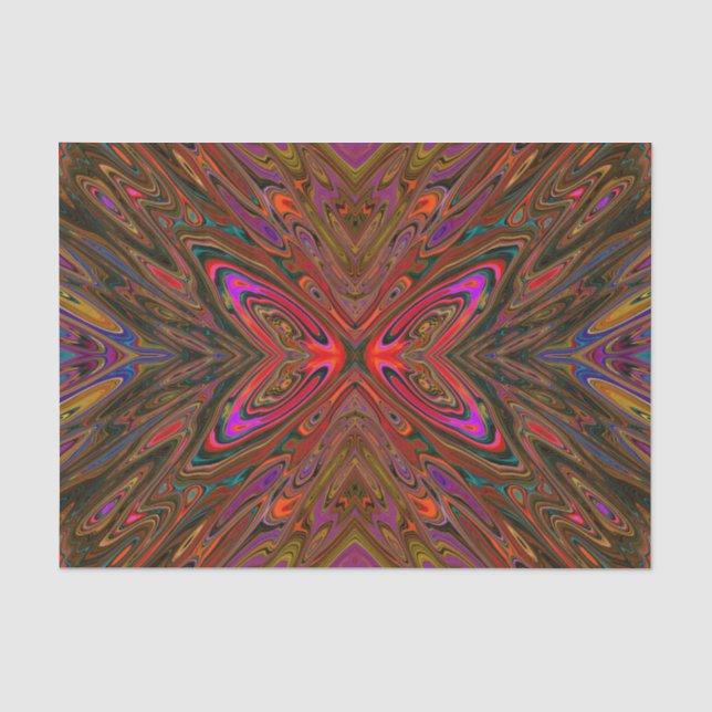 Abstrakt Trippy Orange und Magenta Butterfly Seidenpapier (Vorderseite)