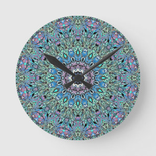 Abstrakt Türkis Mandala Runde Wanduhr