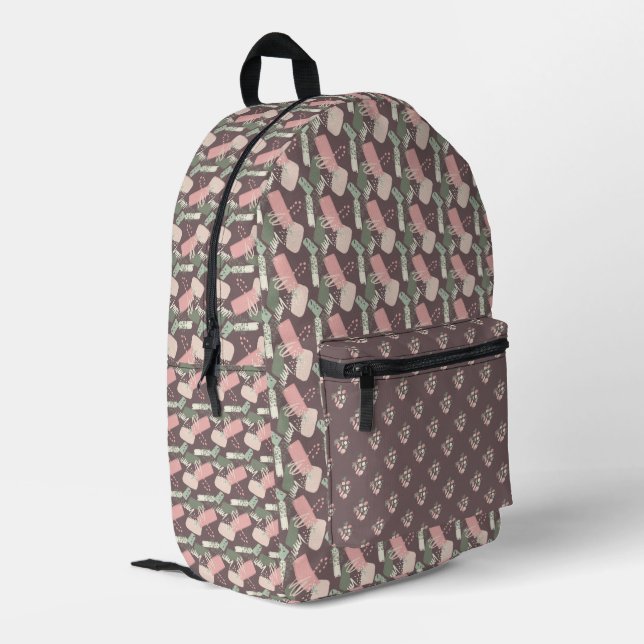 Abstrakt Türkis Rosa Braun Bedruckter Rucksack (Rückseitige Ecke links)