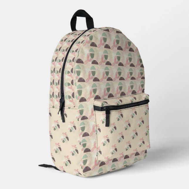 Abstrakt Türkis Rosa Braun Bedruckter Rucksack (Rückseitige Ecke links)