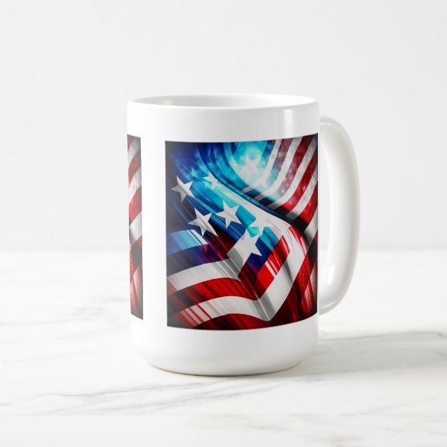 Abstrakt USA Flag Classic Tasse, 15 oz Kaffeetasse (VorderseiteRechts)