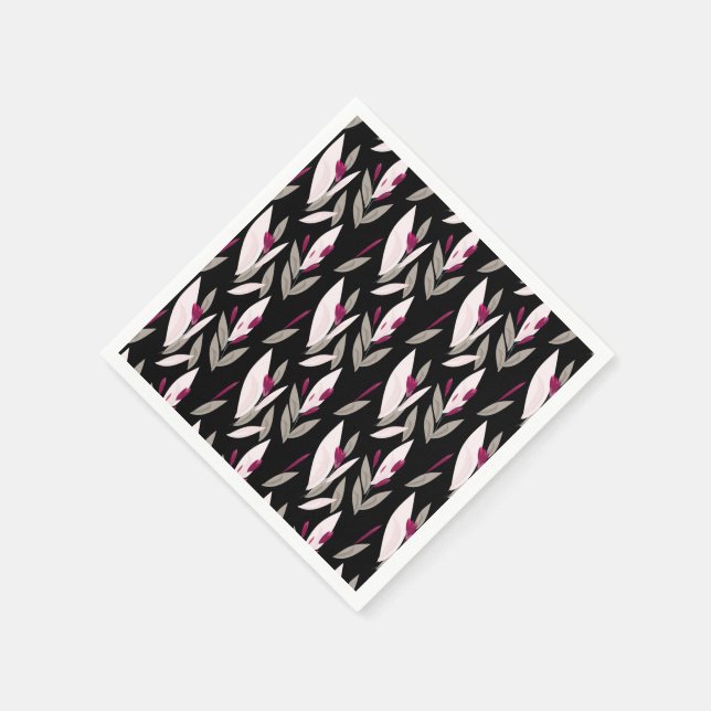 Abstrakt violettes rotes Retro-Blumenmuster Serviette (Ecke)