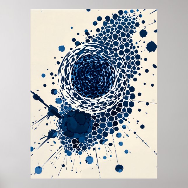 Abstrakt Vortex: Deep Blue, Textured, Modern Art Poster (Vorne)