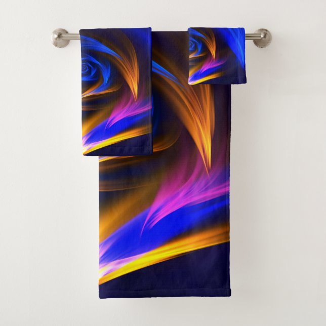 Abstrakt Vortex Shape Blue Orange Badhandtuch Set (Insitu)