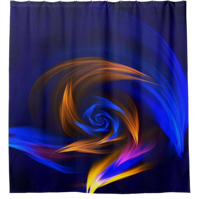 Abstrakt Vortex Shape Blue Orange Duschvorhang (Vorderseite)