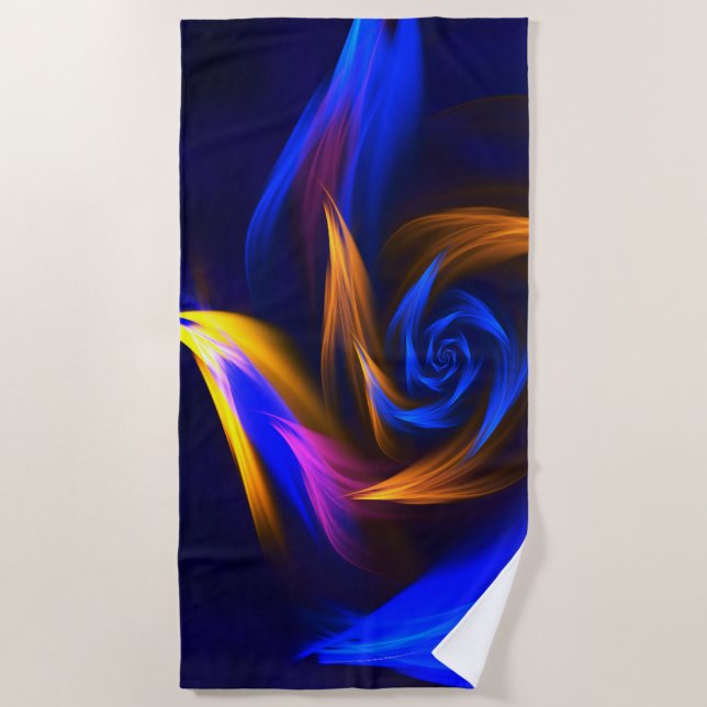 Abstrakt Vortex Shape Blue Orange Strandtuch (Vorderseite)