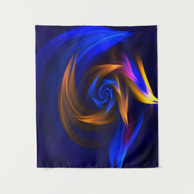 Abstrakt Vortex Shape Blue Orange Wandteppich (Vorderseite)