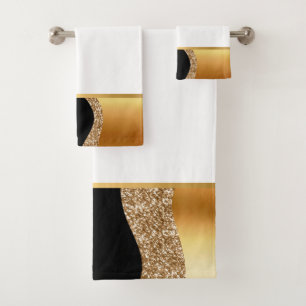 ABSTRAKT WAFFEN SCHWARZE GOLD BADEZIMMER TOWEL SET