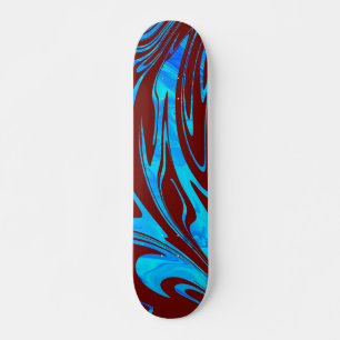 Abstrakt Wave Aqua Red Skateboard