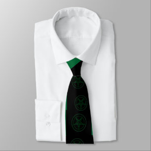 Abstrakt Wave Baphomet Neck Tie {Green} Krawatte