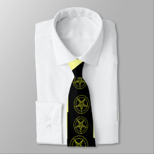 Abstrakt Wave Baphomet Neck Tie {Yellow} Krawatte