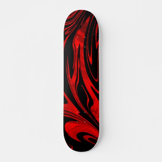 Abstrakt Wave Red Black Skateboard (Vorne)
